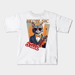 Cat Violinist: "Violinist Meow-ster" Kids T-Shirt